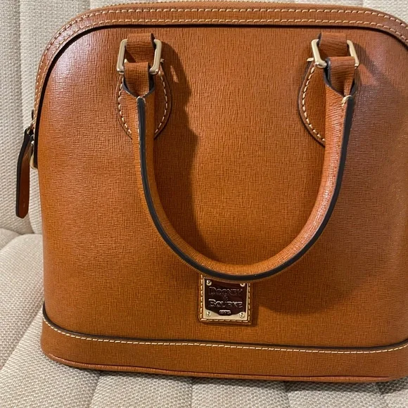 Dooney & Bourke Saffiano Leather Satchel Small Dome Bag Tan Brown NWT - Picture 4 of 7